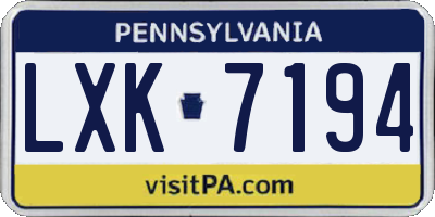 PA license plate LXK7194
