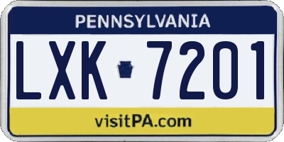 PA license plate LXK7201