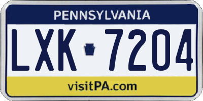 PA license plate LXK7204