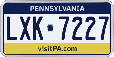 PA license plate LXK7227