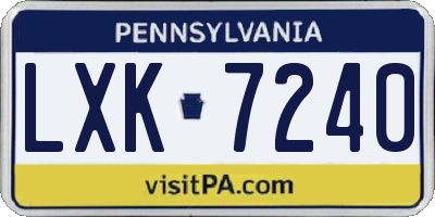 PA license plate LXK7240