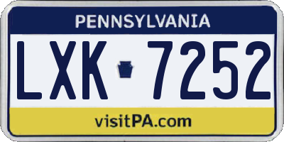 PA license plate LXK7252