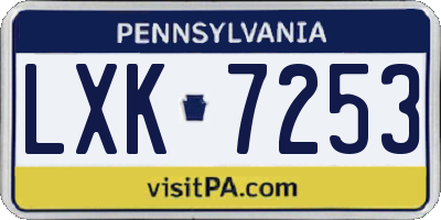 PA license plate LXK7253