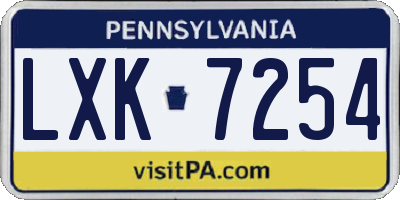 PA license plate LXK7254