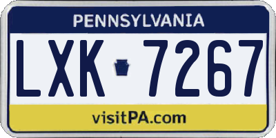 PA license plate LXK7267