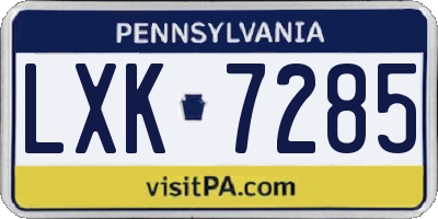 PA license plate LXK7285
