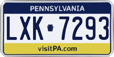 PA license plate LXK7293