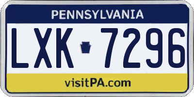 PA license plate LXK7296