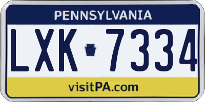 PA license plate LXK7334