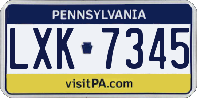 PA license plate LXK7345