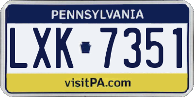 PA license plate LXK7351