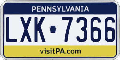 PA license plate LXK7366