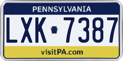 PA license plate LXK7387