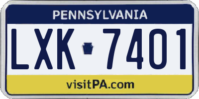 PA license plate LXK7401