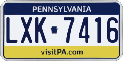 PA license plate LXK7416