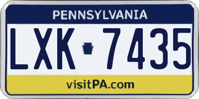 PA license plate LXK7435
