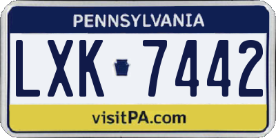 PA license plate LXK7442