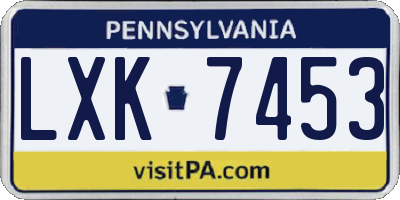 PA license plate LXK7453