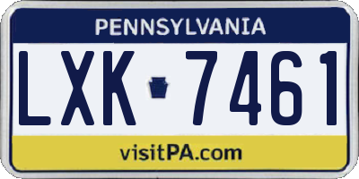 PA license plate LXK7461