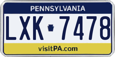 PA license plate LXK7478