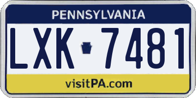PA license plate LXK7481