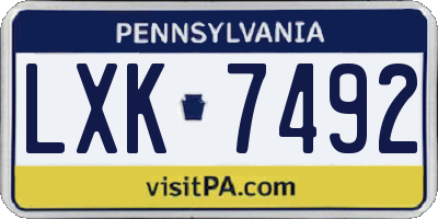 PA license plate LXK7492