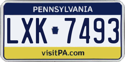 PA license plate LXK7493