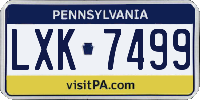 PA license plate LXK7499
