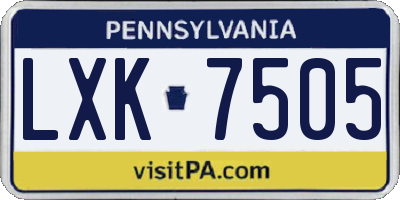 PA license plate LXK7505