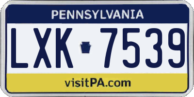 PA license plate LXK7539