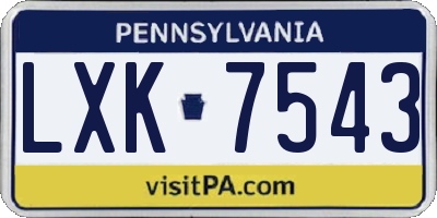 PA license plate LXK7543