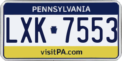 PA license plate LXK7553