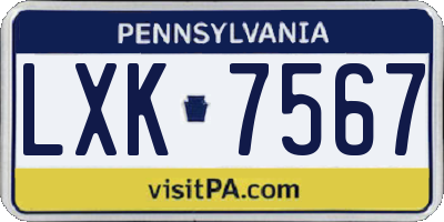 PA license plate LXK7567