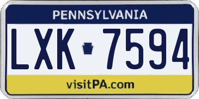 PA license plate LXK7594