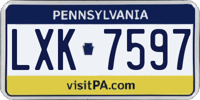 PA license plate LXK7597