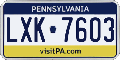 PA license plate LXK7603