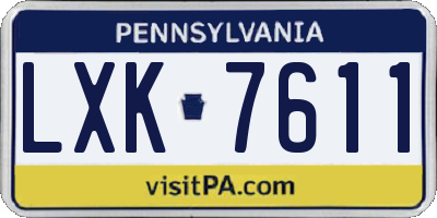 PA license plate LXK7611