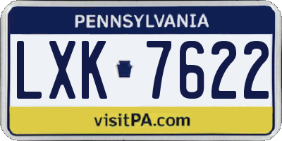 PA license plate LXK7622