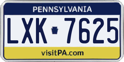 PA license plate LXK7625
