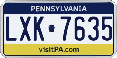 PA license plate LXK7635
