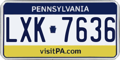 PA license plate LXK7636