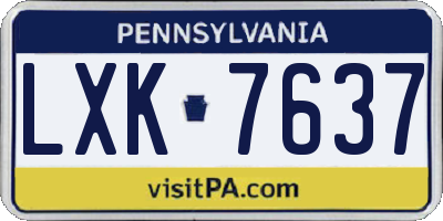 PA license plate LXK7637