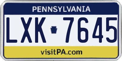 PA license plate LXK7645