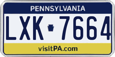 PA license plate LXK7664