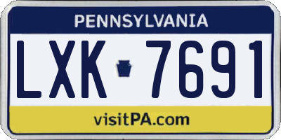 PA license plate LXK7691