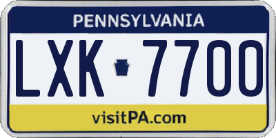 PA license plate LXK7700