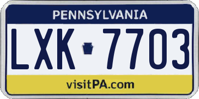 PA license plate LXK7703