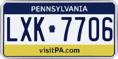 PA license plate LXK7706