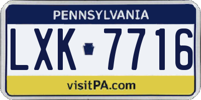 PA license plate LXK7716