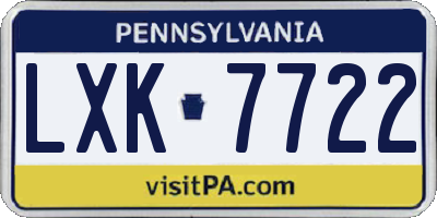 PA license plate LXK7722